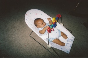 This is Big Brother in the bouncy chair back in 2005